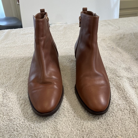 Coach Carmen Semi Matte Calf Dark Saddle Brown Ankle Boots Women 9 B - Picture 1 of 16